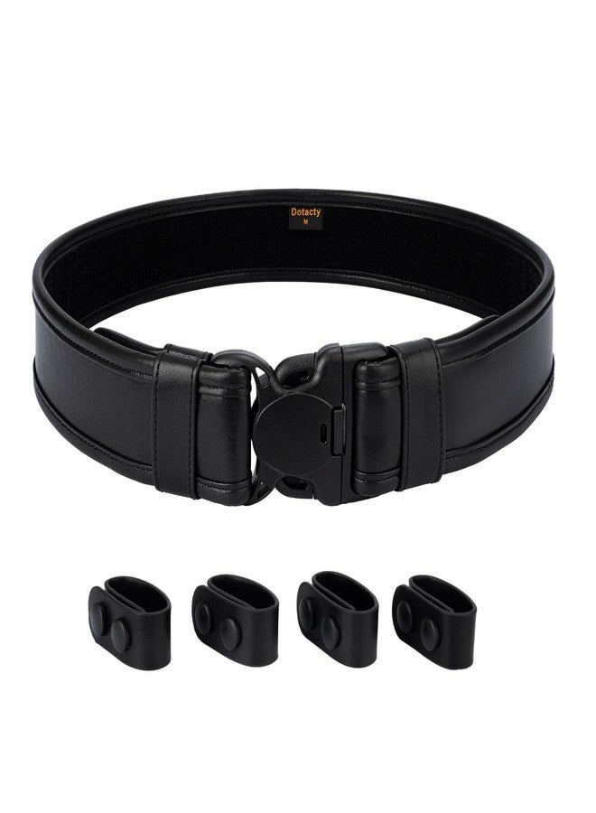 Dotacty Plain Black Police Duty Belts Law Enforcement Sheriff Security Work 2" Outer Belt w/Loop Lining Tri-Release Buckle 4 Keepers S - Image 1